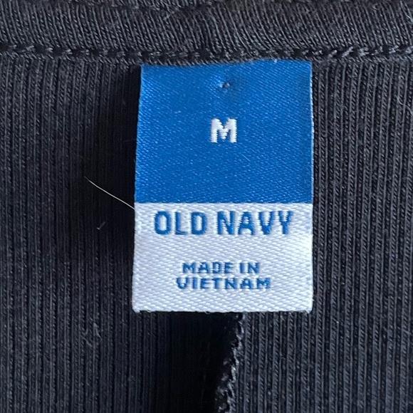 Old Navy Black Rib-Knit Midi Shift Dress M | Stretch Jersey, Short Sleeve - Picture 5 of 11